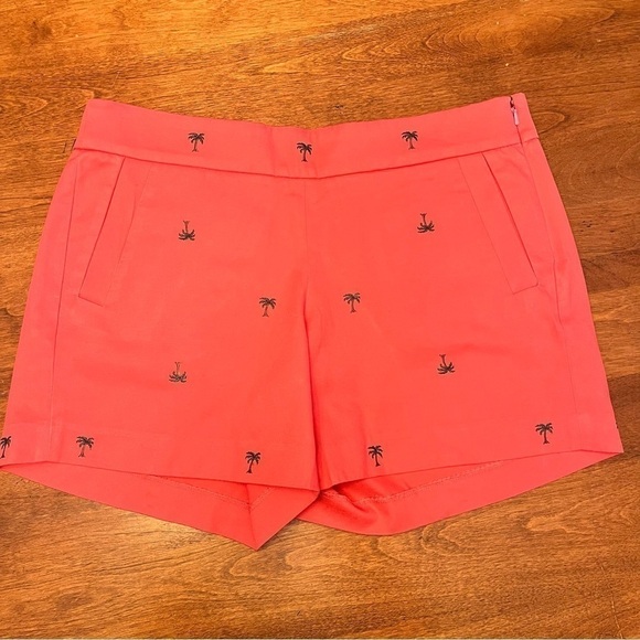 J. Crew Pants - J.Crew Shorts Size 8 Orange w/Green Palm Trees 100%Cotton Summer Vacation Chic